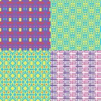cuatro diferente patrones con diferente colores y diseños vector