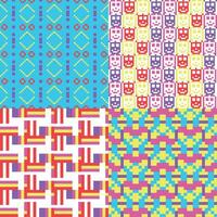 four different patterns with different colors and designs vector