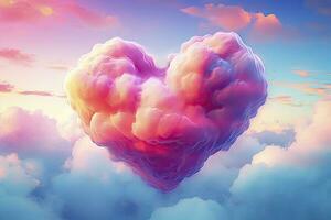 AI generated Beautiful colorful valentine's day heart in the clouds as abstract background. AI Generated photo