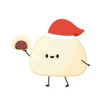 Mochi character design. free space for text. Mochi vector. Santa hat vector. vector