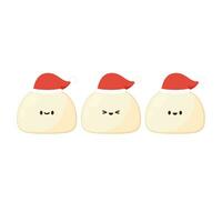 Mochi character design. free space for text. Mochi vector. Santa hat vector. vector