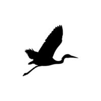 The Black Heron Bird, Egretta Ardesiaca, also known as the Black Egret Silhouette for Art Illustration, Logo, Pictogram, Website, or Graphic Design Element. Vector Illustration