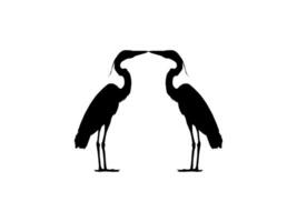 Pair of The Black Heron Bird, Egretta Ardesiaca, also known as the Black Egret Silhouette for Art Illustration, Logo, Pictogram, Website, or Graphic Design Element. Vector Illustration