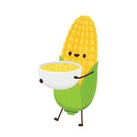 Corn cartoon vector. Cute vegetable vector character isolated on white. Corn mascot.