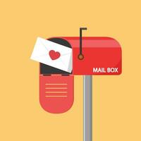 Love letter vector. Mailbox vector. mailbox on blue background. Love letter in mailbox. vector