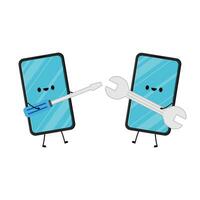 Smart phone character design. Smart phone vector. Smart phone on white background. vector