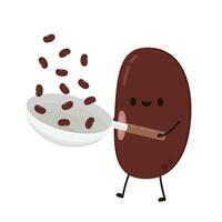 Kidney bean character. Kidney bean on white background. vector