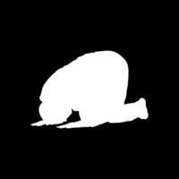 Sujud, or sajdah, is the act of low bowing or prostration in Islam to Allah facing the qiblah. A way that Muslim worshippers prostrate and humble themselves before Allah, God, while glorifying Him. vector
