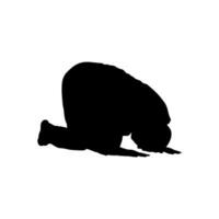 Sujud, or sajdah, is the act of low bowing or prostration in Islam to Allah facing the qiblah. A way that Muslim worshippers prostrate and humble themselves before Allah, God, while glorifying Him. vector