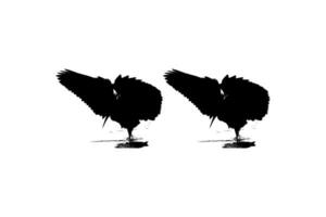 Pair of The Black Heron Bird, Egretta Ardesiaca, also known as the Black Egret Silhouette for Art Illustration, Logo, Pictogram, Website, or Graphic Design Element. Vector Illustration