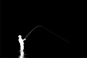 pescador hombre silueta, para Arte ilustración, pictograma, sitio web, logo tipo o gráfico diseño elemento. vector ilustración