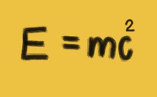 escrito fuente de física fórmula emc2. energía es igual masa veces el velocidad de ligero al cuadrado, amarillo antecedentes. concepto, educación. einstein teoría de relatividad de masa y energia.enseñanza SIDA. foto