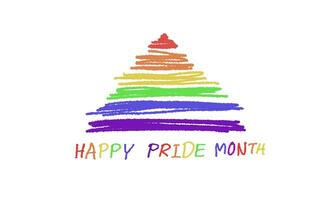 Hand drawn picture of rainbow colors pyramid and text Happy Pride Month. Concept,  symbol of LGBT community celebration around the world in June. Support human right of gender diversity. Greeting card photo