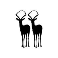 Pair of the Antelope Silhouette for Logo Type, Art Illustration, Pictogram, Apps, Website, or Graphic Design Element. Vector Illustration