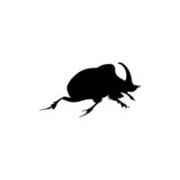 Silhouette of the Horn Beetle or Oryctes Rhinoceros, Dynastinae, can use for Art Illustration, Logo, Pictogram, Website, Apps or Graphic Design Element. Vector Illustration