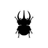 Silhouette of the Horn Beetle or Oryctes Rhinoceros, Dynastinae, can use for Art Illustration, Logo, Pictogram, Website, Apps or Graphic Design Element. Vector Illustration