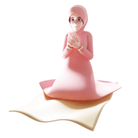 3d illustration de musulman femme prier à le Dieu. png