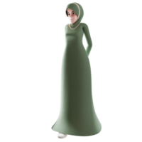 3d illustration of Muslim women in hijab pose standing smiling png