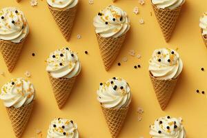 AI generated Incorporate a variety of waffle cones with different ice cream flavors. AI Generated photo