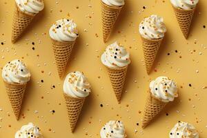 AI generated Incorporate a variety of waffle cones with different ice cream flavors. AI Generated photo