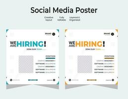 Job vacancy design poster. We are hiring post feed on square design. Open recruitment regional sales manager design template. Social media find a job layout vector