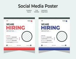 Job vacancy design poster. We are hiring post feed on square design. Open recruitment regional sales manager design template. Social media find a job layout vector