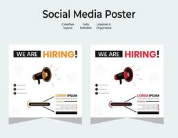 Job vacancy design poster. We are hiring post feed on square design. Open recruitment regional sales manager design template. Social media find a job layout vector