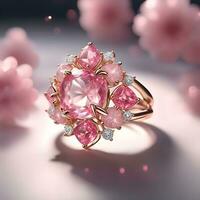 AI generated a jewelry design themed ring with gemstones photo