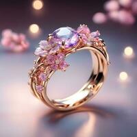 AI generated a jewelry design themed ring with gemstones photo
