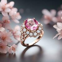 AI generated a jewelry design themed ring with gemstones photo