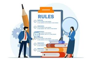 Company policy concept, People discussing company rules and regulations, Agreement, Company law and business ethics, Compliance, for web design, infographics, landing pages, social media, apps. vector