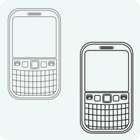 mobile phone set vector line art eps