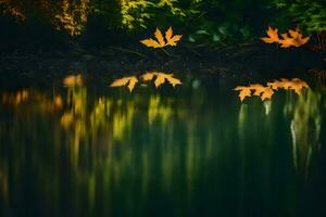 AI generated autumn leaves on the water by james mccormick photo