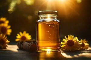 AI generated sunflower oil for skin care photo