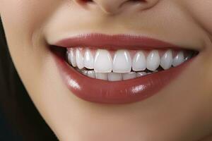 AI generated Close up of a smile with nice white teeth. AI Generated photo