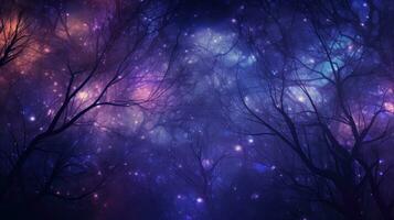 AI Generated A purple and blue sky filled with lots of stars, AI photo
