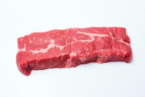 AI Generated A piece of beef on a white surface, AI photo