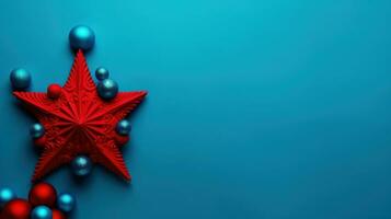 AI Generated A red star with blue balls and a red star decoration, AI photo