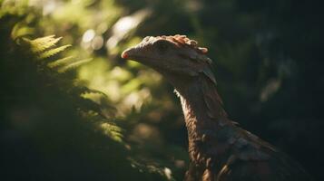 AI Generated A close up of a bird in a forest, AI photo