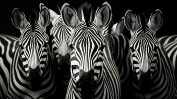 AI Generated A group of zebras standing next to each other, AI photo