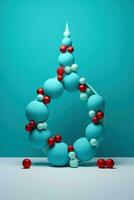 AI Generated A christmas tree made out of balls on a table, AI photo