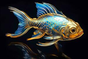 AI generated 3d rendering. fish on black background. Generative AI photo