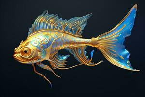 AI generated 3d rendering. fish on black background. Generative AI photo