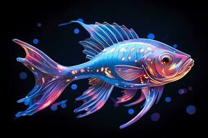 AI generated 3d rendering. fish on black background. Generative AI photo