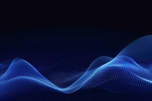 AI generated Dynamic blue particle wave. Abstract sound visualization. Digital structure of the wave flow of luminous particles. AI Generated. photo