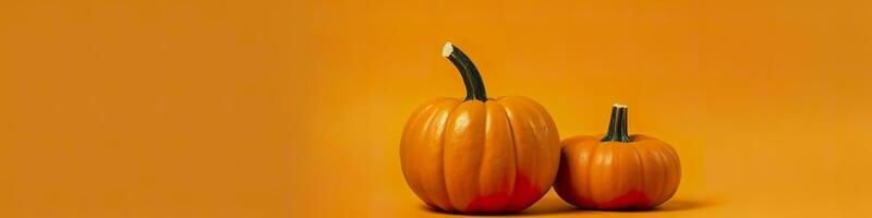 ai generado un calabaza en contra un amarillo antecedentes. generativo ai foto