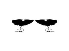 Pair of The Black Heron Bird, Egretta Ardesiaca, also known as the Black Egret Silhouette for Art Illustration, Logo, Pictogram, Website, or Graphic Design Element. Vector Illustration