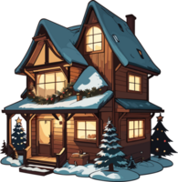 ai generado Navidad casa ilustración clipart png