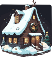 AI generated Christmas House Illustration Image png