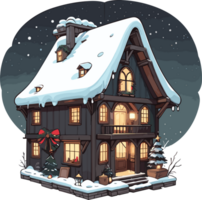 AI generated Christmas House Illustration Clip Art png